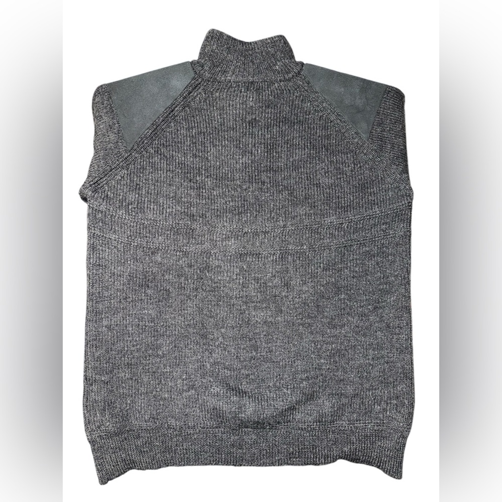WoolOvers British wool quarter-zip sweater suede shoulder elbow patches Large - Picture 5 of 11